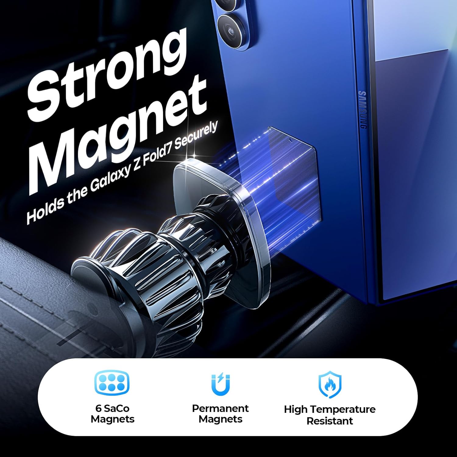 LISEN Magnetic Phone Holder for Car, Car Phone Holder Magnetic with Upgraded Clip & Ultra 6 Strong Magnets, Magnetic Car Phone Mount Magnet for Car Automobile Cradles, Soporte de Telefono para carro - Image 4