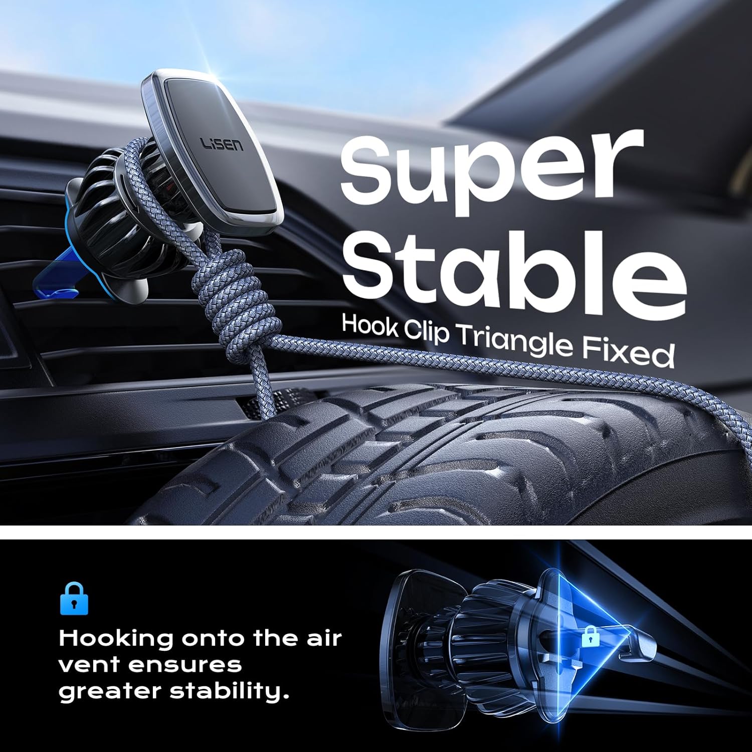 LISEN Magnetic Phone Holder for Car, Car Phone Holder Magnetic with Upgraded Clip & Ultra 6 Strong Magnets, Magnetic Car Phone Mount Magnet for Car Automobile Cradles, Soporte de Telefono para carro - Image 5