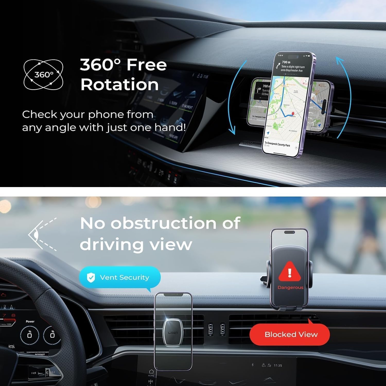 LISEN Magnetic Phone Holder for Car, Car Phone Holder Magnetic with Upgraded Clip & Ultra 6 Strong Magnets, Magnetic Car Phone Mount Magnet for Car Automobile Cradles, Soporte de Telefono para carro - Image 7