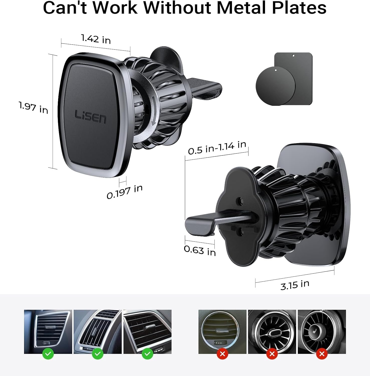 LISEN Magnetic Phone Holder for Car, Car Phone Holder Magnetic with Upgraded Clip & Ultra 6 Strong Magnets, Magnetic Car Phone Mount Magnet for Car Automobile Cradles, Soporte de Telefono para carro - Image 8